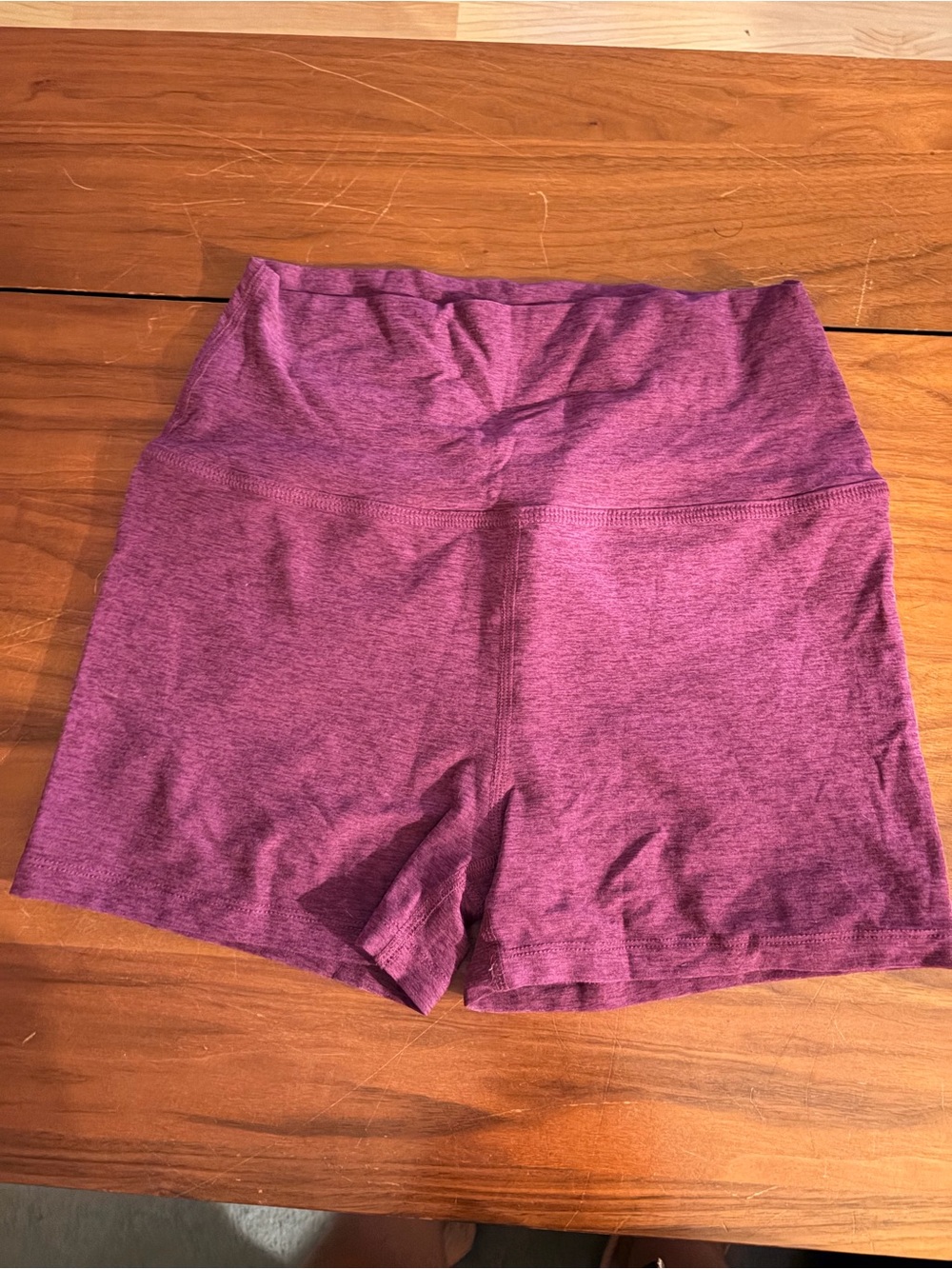 Beyond Yoga Plum Heather High-Rise Bike Shorts